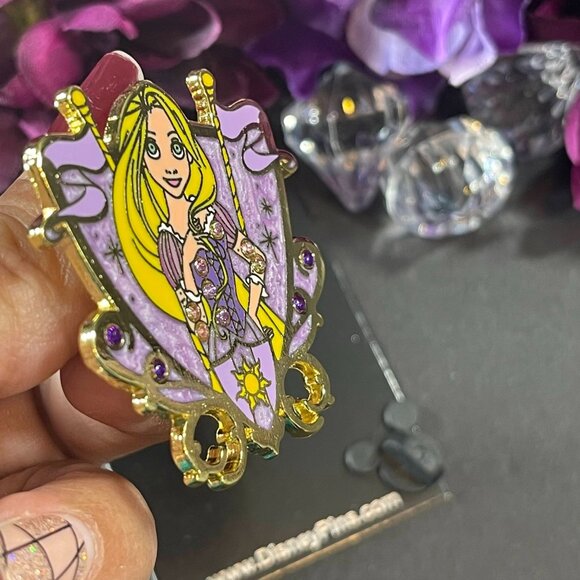 Disney Rapunzel Tangled Trading Pin Princess Jeweled Crest Lapel Pin Brooch Gift - Picture 3 of 6